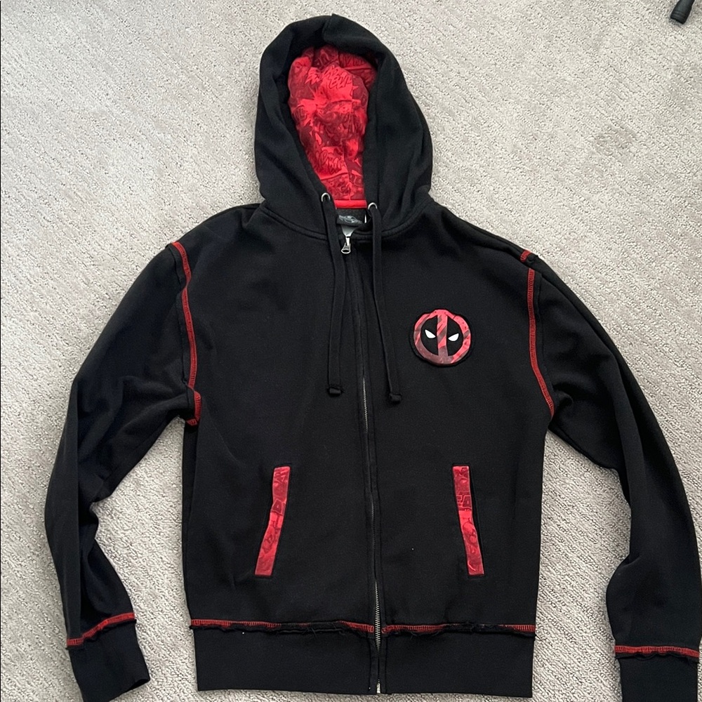 Deadpool Black & Red Men's Zip-Up Hoodie Jacket